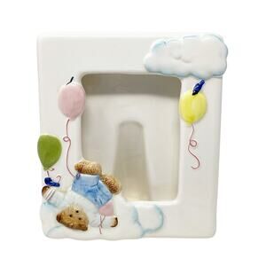 Vintage Bialosky White Teddy Bear Balloons Ceramic Photo Frame Hummelwerk 1984